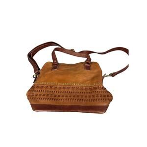 Anabaglish Womens Large Brown Leather Purse Embroidered Satchel